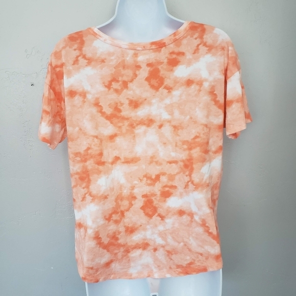 Old Navy The Easy Tee Medium Orange White Tie Dye Short Sleeve Shirt Palm Tree - Picture 5 of 6